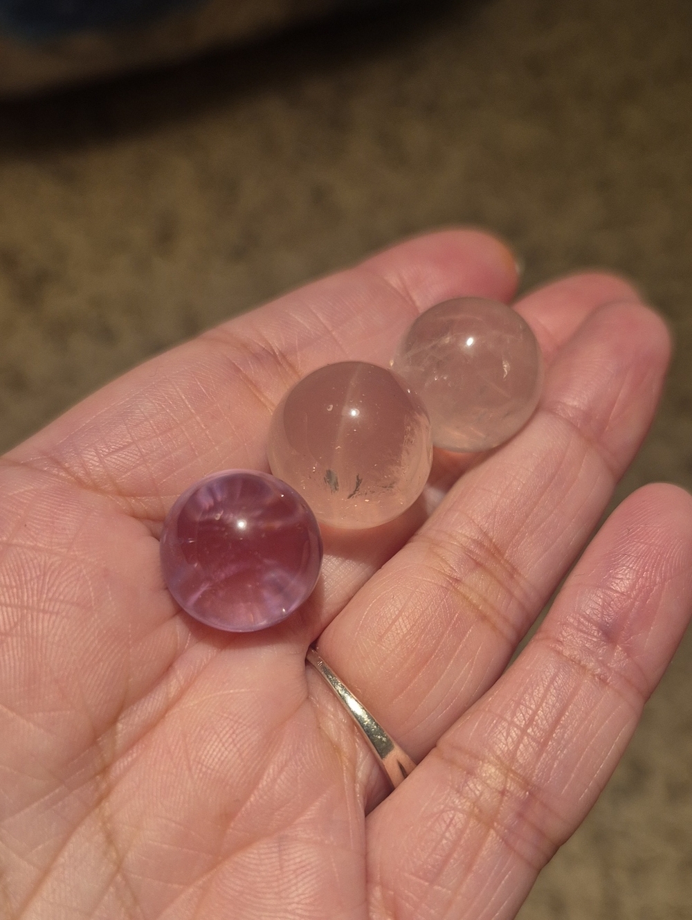 Mini Sphere Set - Star Rose Quartz, Rose Quartz & Amethyst